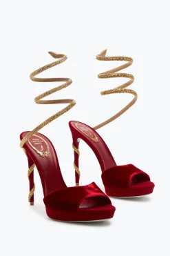 Sandale Margot En Velours Rouge 120