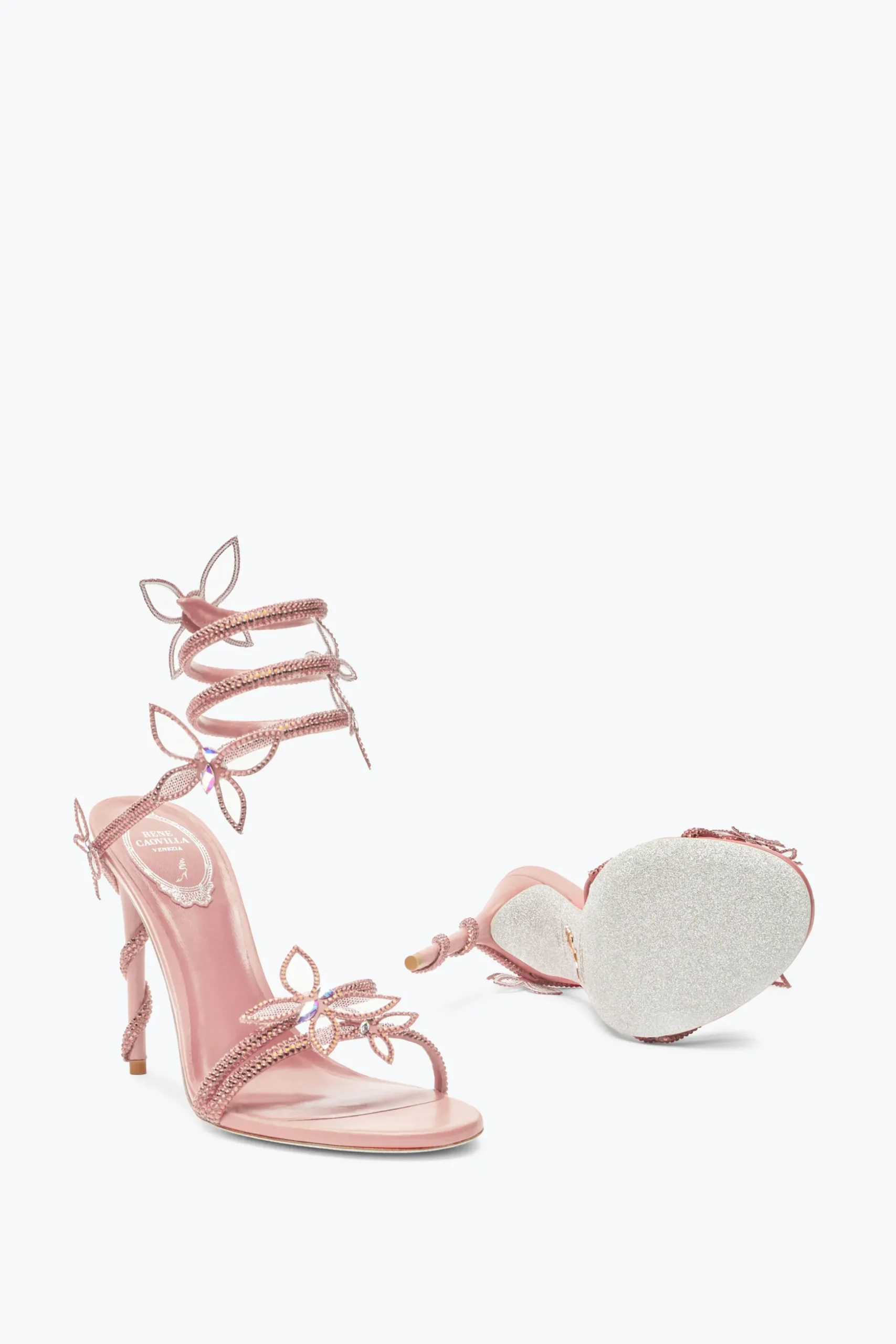 Sandale Margot rose poudré avec papillons 105