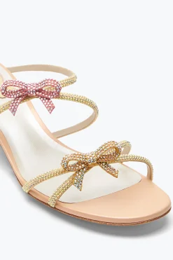 Sandale mule Caterina pêche avec cristaux 40
