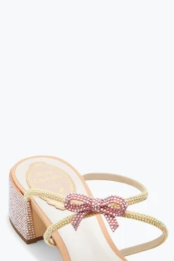 Sandale mule Caterina pêche avec cristaux 40