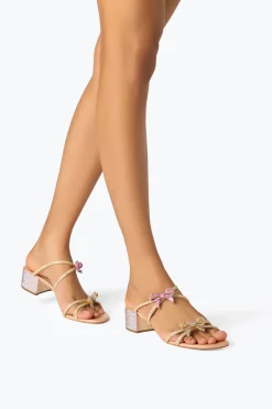 Sandale mule Caterina pêche avec cristaux 40