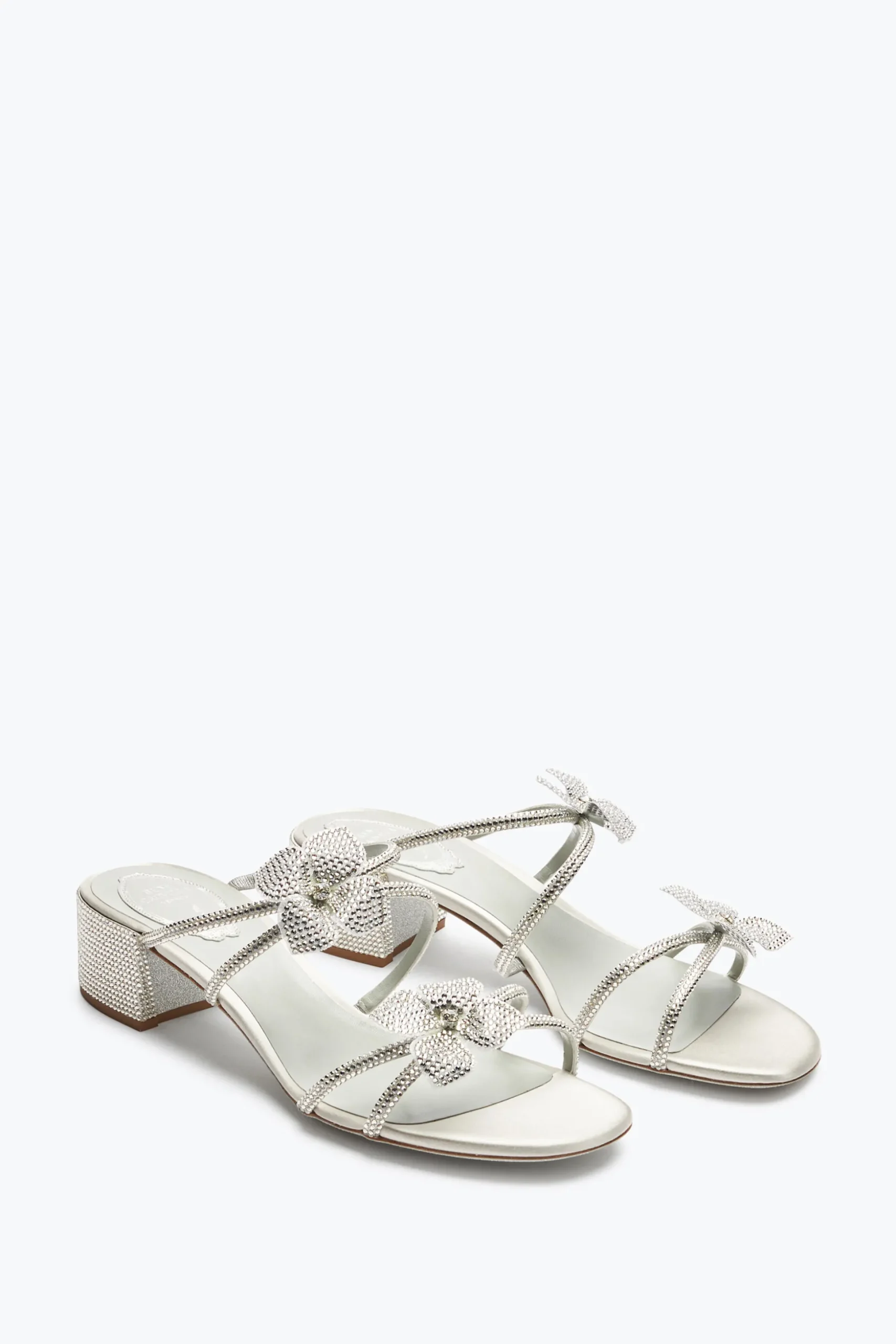 Sandale mule Floriane argentée avec fleurs 40