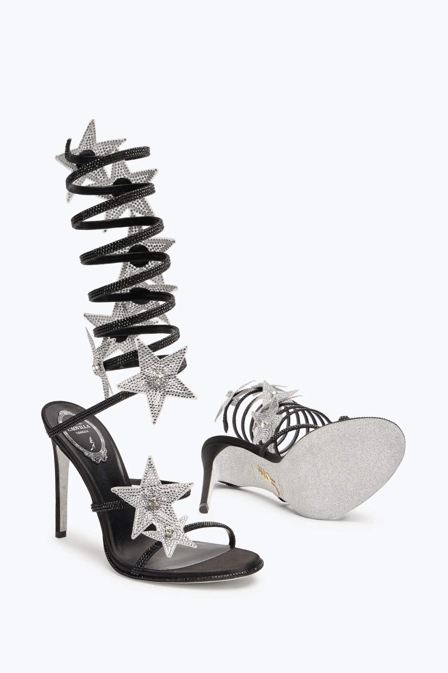 SANDALE SUPER CLEO STAR NOIR & ARGENT 105