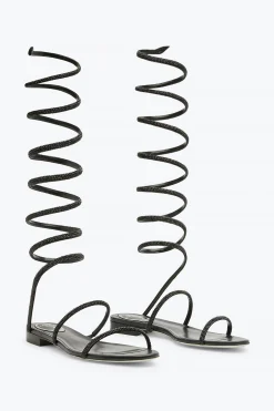 Sandale Supercleo Noire Avec Cristaux 10