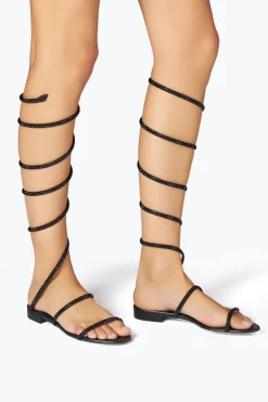 Sandale Supercleo Noire Avec Cristaux 10