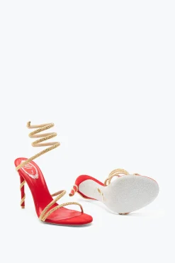 Sandales Bijoux En Rouge À Talon Margot