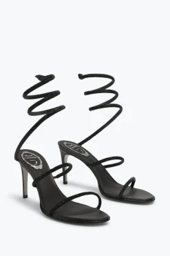 Sandales En Satin Noir Cleo