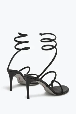 Sandales En Satin Noir Cleo