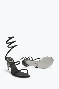 Sandales En Satin Noir Cleo