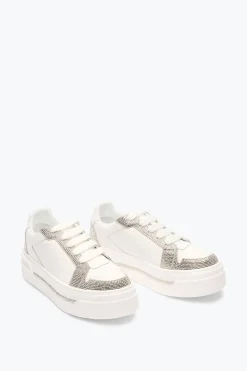 SNEAKER XTRA BLANC-ARGENT AVEC CRISTAUX 50