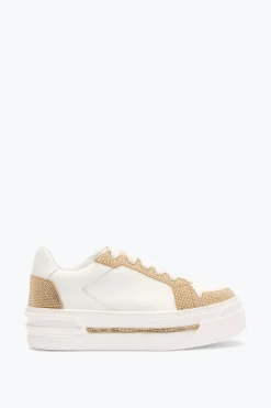 SNEAKER XTRA BLANC-OR AVEC CRISTAUX 50